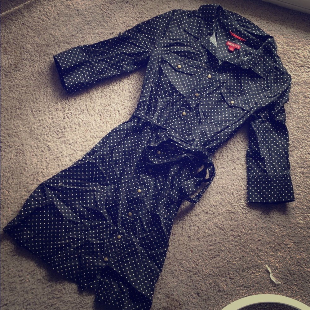 Black polka dot dress